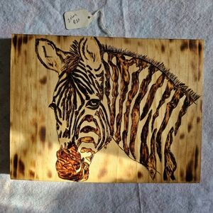 Wooden Zebra Art Plaque